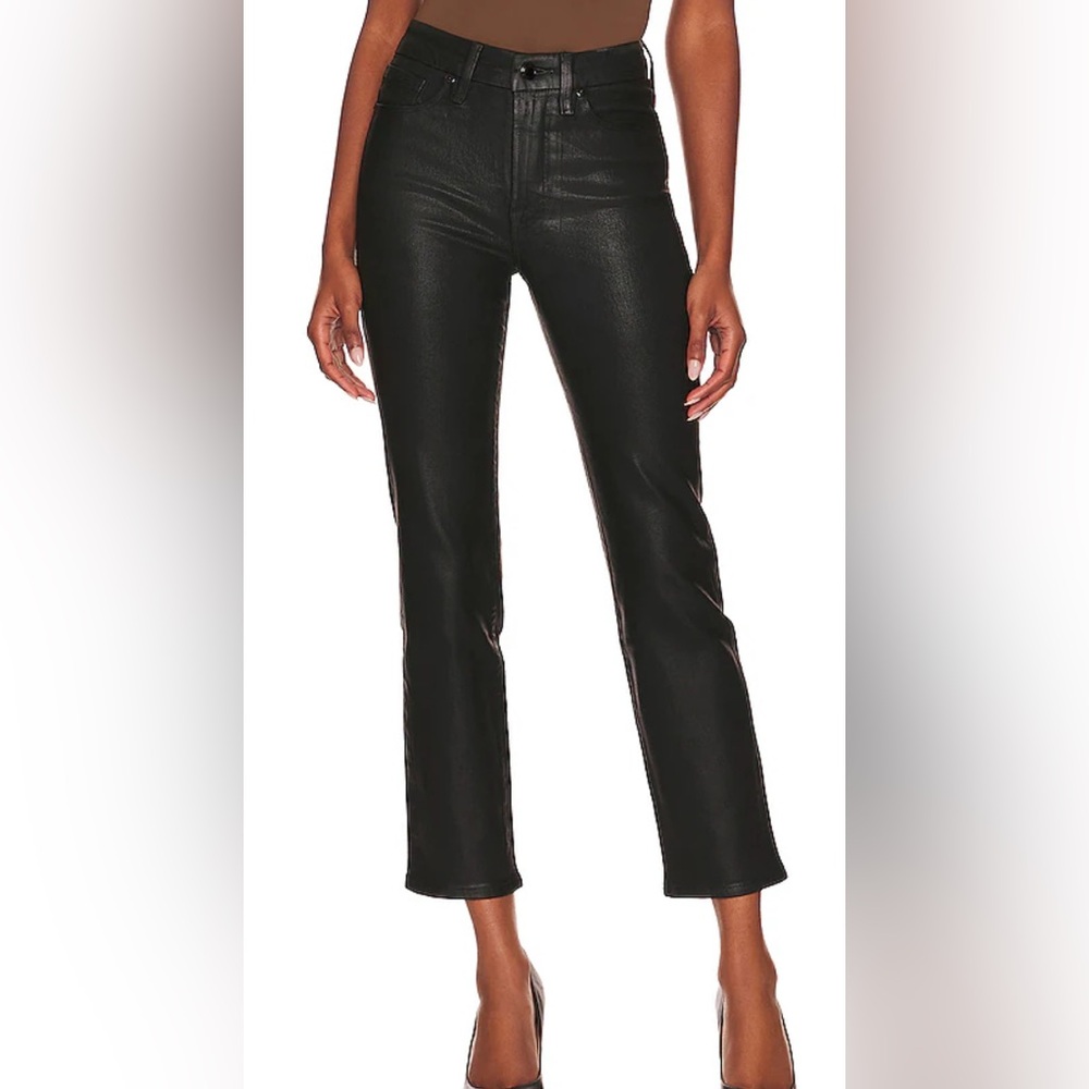 Good American Coated Good Straight Jeans | Black | Size 00/24